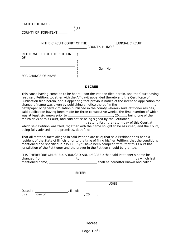 Illinois Name Change  Form