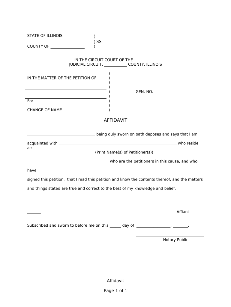 Affidavit Name Change Statement  Form