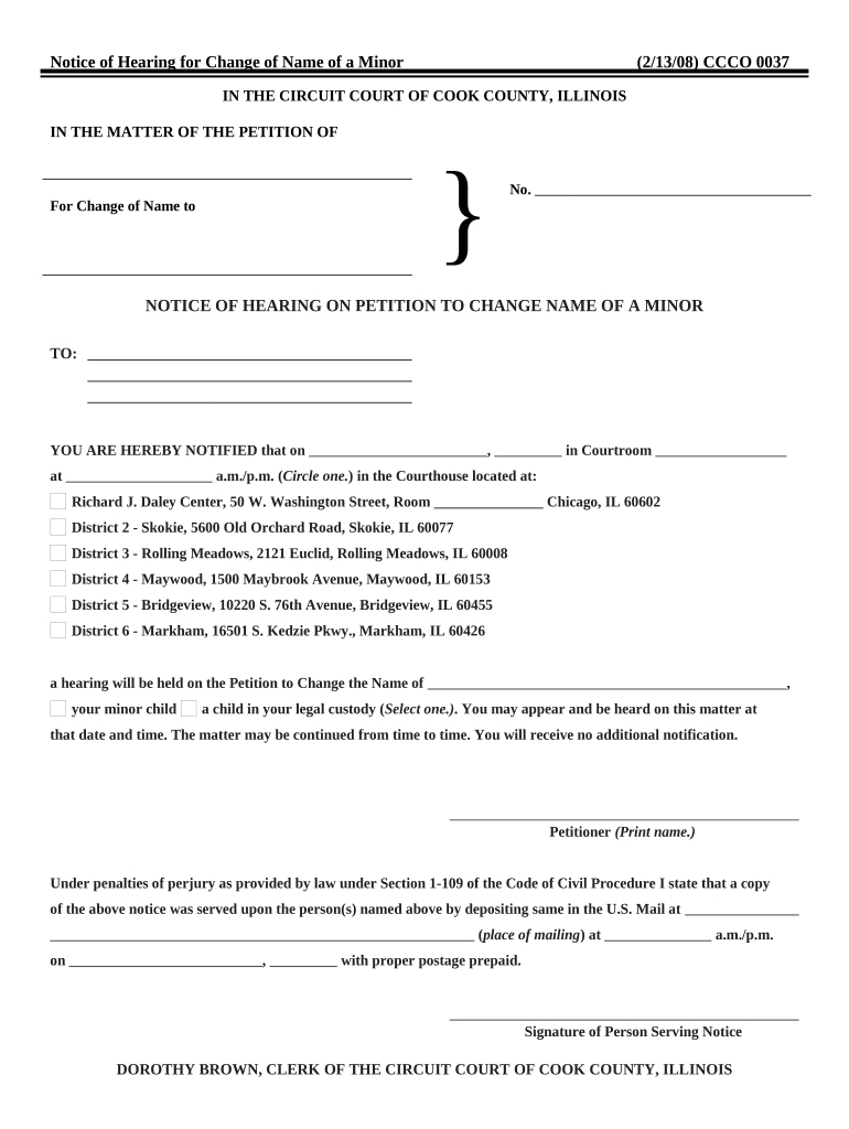 Change Name Minor  Form