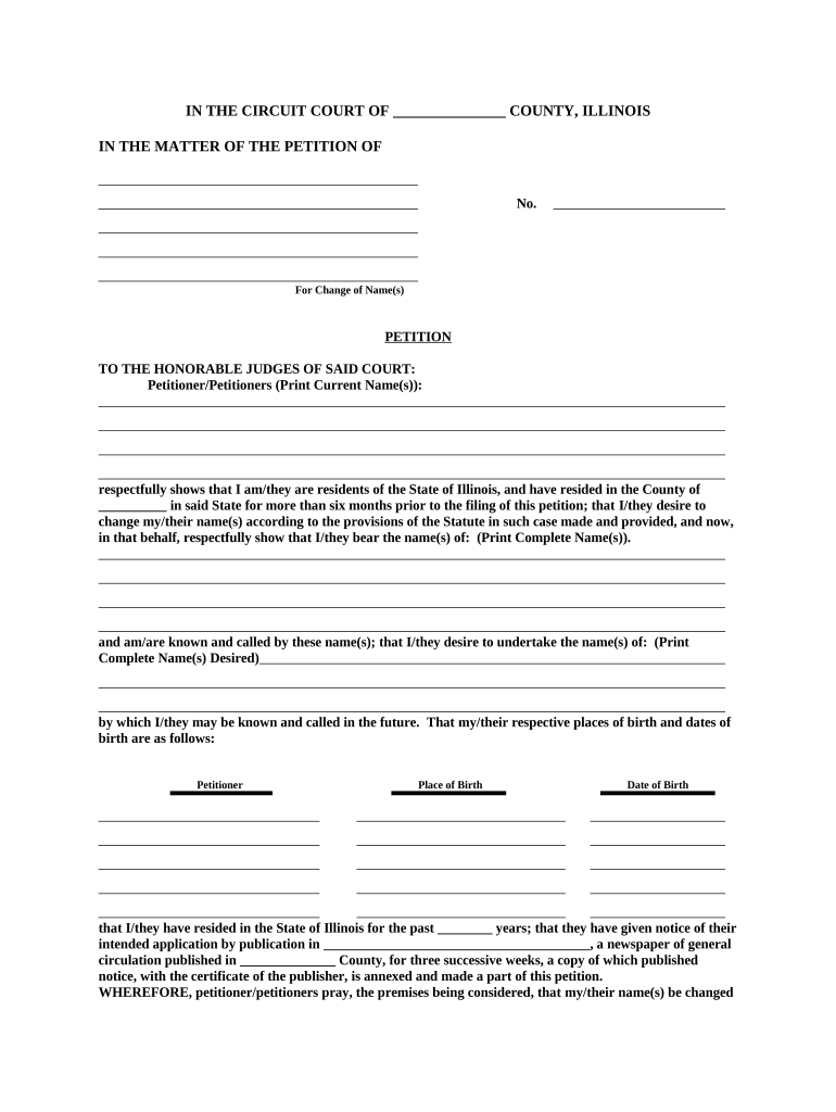 Illinois Name Change Application  Form