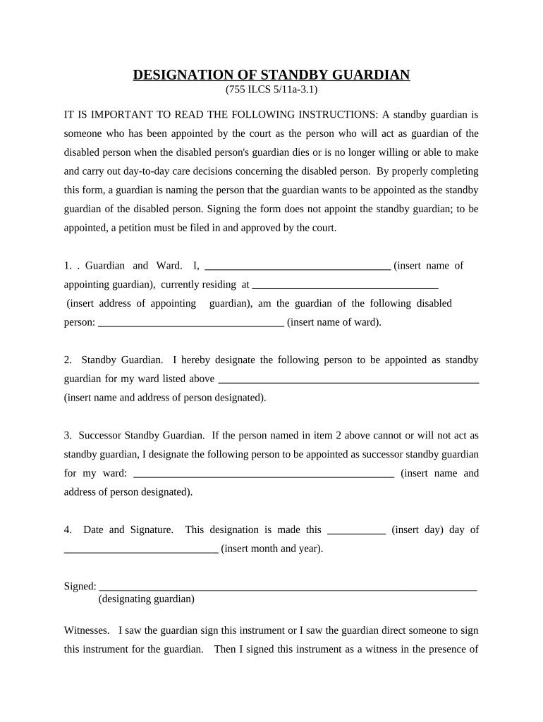 Illinois Standby  Form