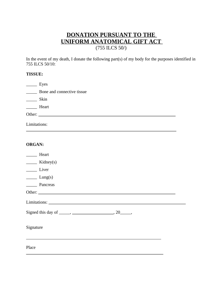 Illinois Anatomical Gift  Form