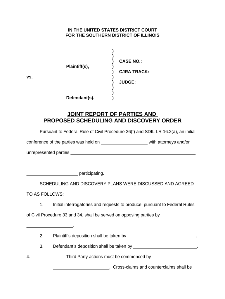 Joint Proposed Scheduling Order  Form