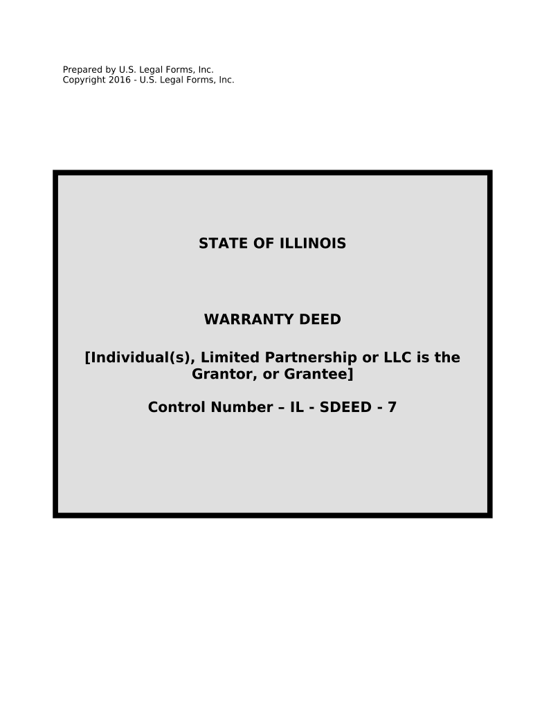 Warranty Deed from Limited Partnership or LLC is the Grantor, or Grantee Illinois  Form