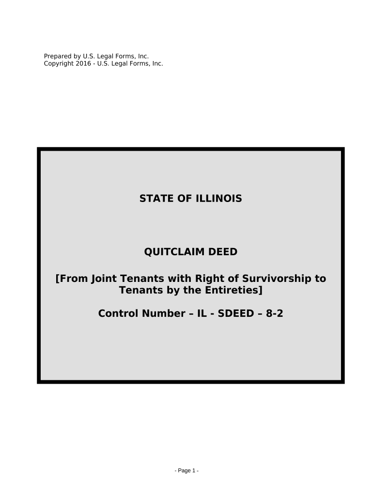 Quitclaim Deed from Husband and Wife to Husband and Wife as Tenants by the Entireties Illinois  Form