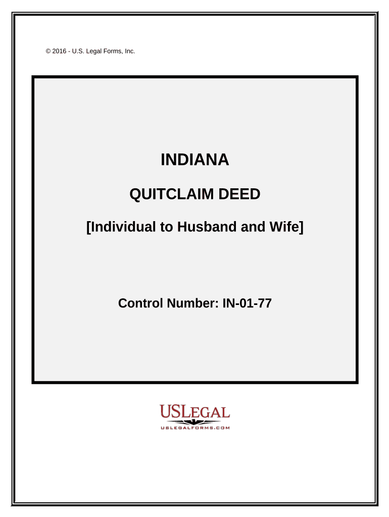 Quitclaim Deed from Individual to Husband and Wife Indiana  Form