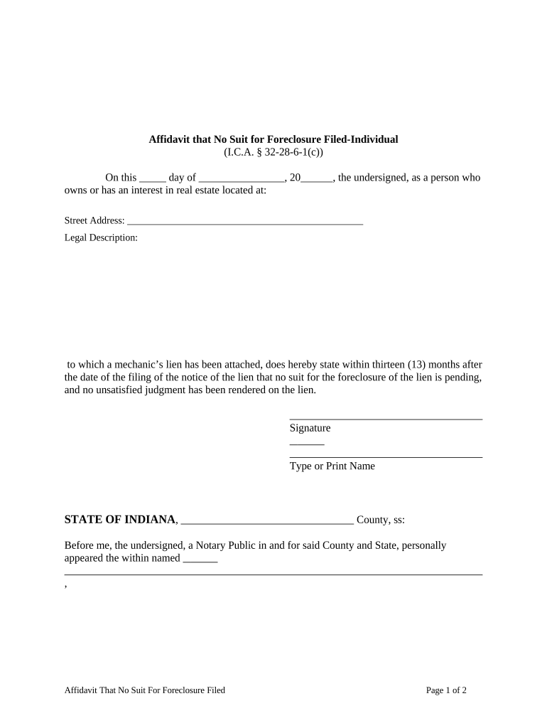 Indiana Affidavit  Form