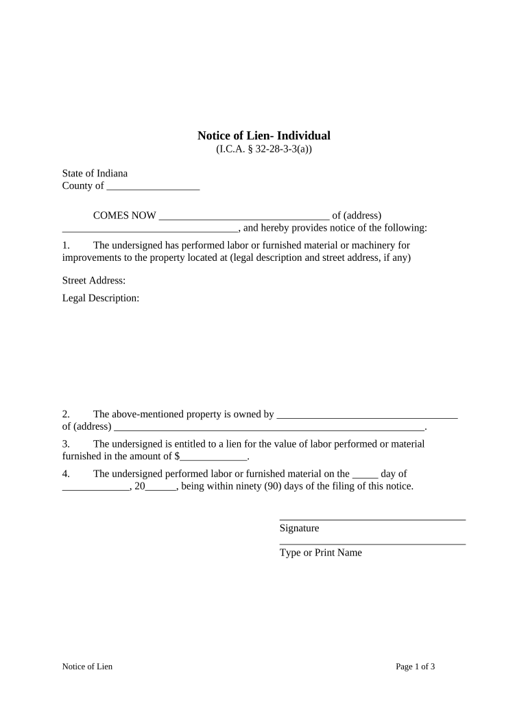 Indiana Notice  Form