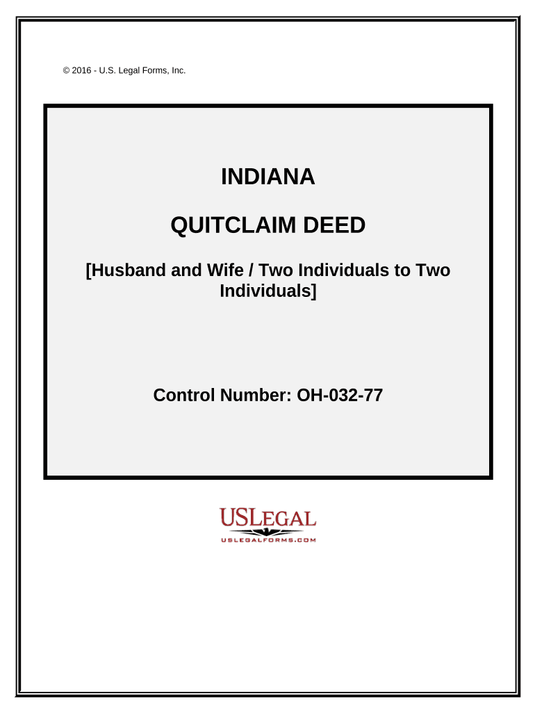 Quitclaim Deed from Husband and Wife Two Individuals to Two Individuals Indiana  Form
