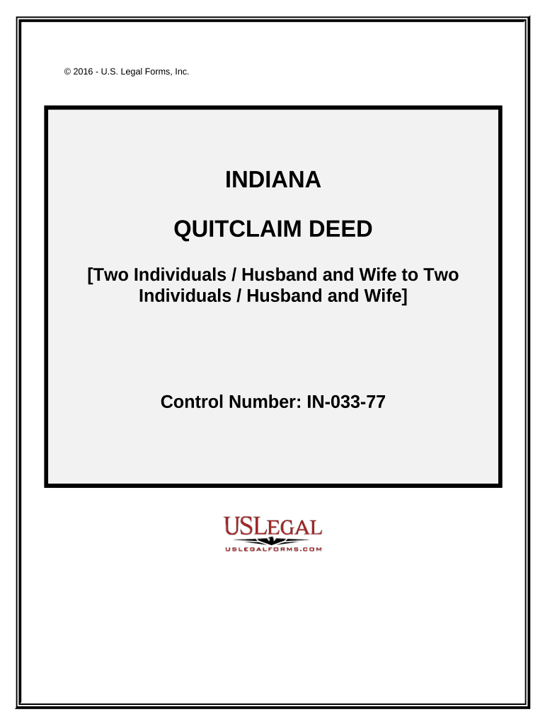 Quitclaim Deed from Husband and Wife, or Two Individuals, to Husband and Wife, or Two Individuals Indiana  Form