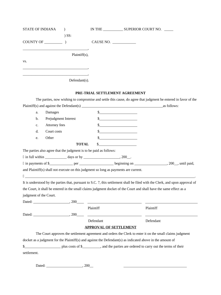 Indiana Pretrial  Form