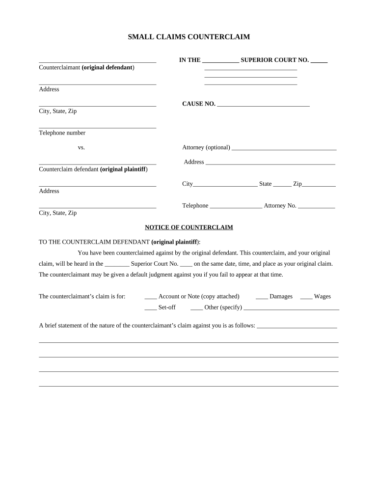 Get and Sign Counterclaim Claims  Form