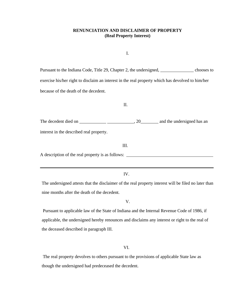 Disclaimer Real Property  Form