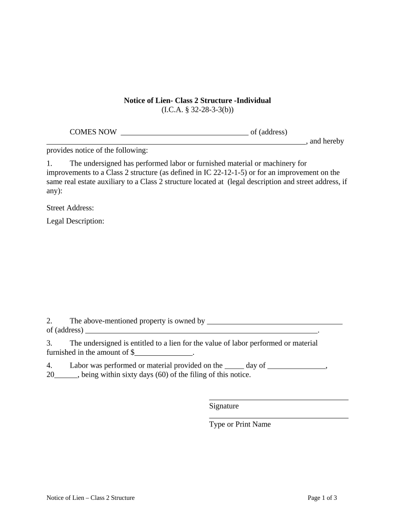 Indiana Lien  Form