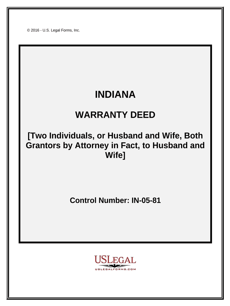 Warranty Deed Two Individuals or Husband and Wife, Grantors, Both Acting through an Attorney in Fact, to Two Individuals or Husb  Form