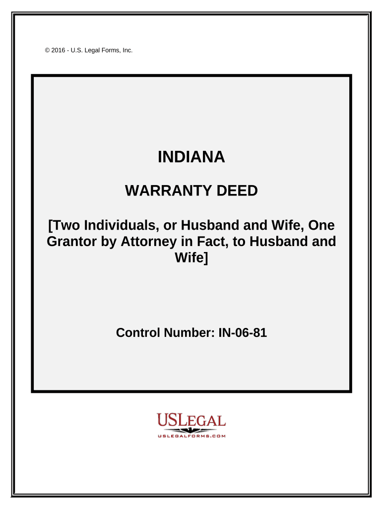 Warranty Deed Two Individuals, or Husband and Wife, as Grantors, One Grantor Acting through an Attorney in Fact, to Two Individu  Form