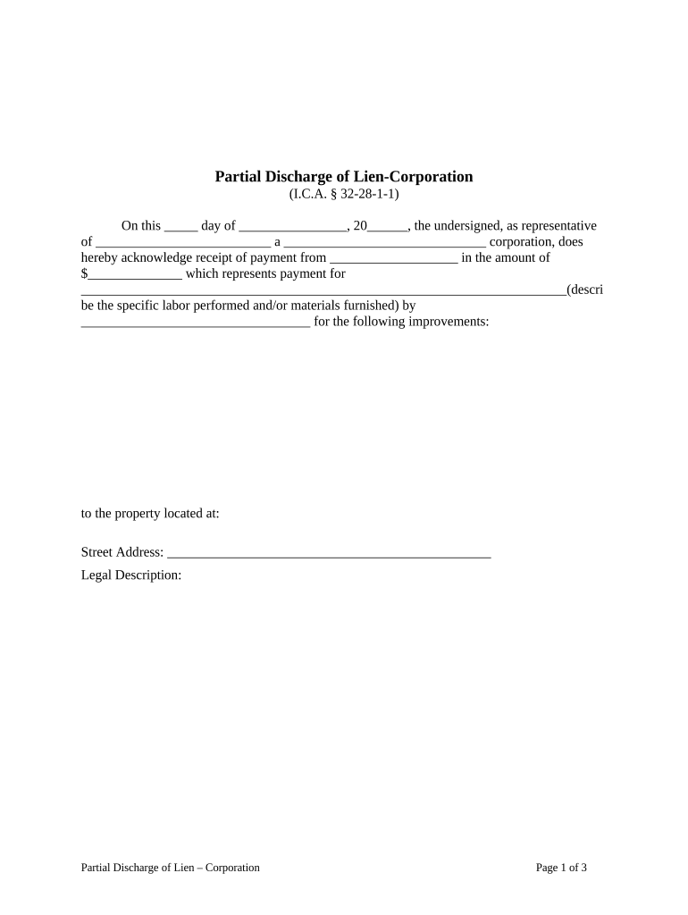 Indiana Lien  Form