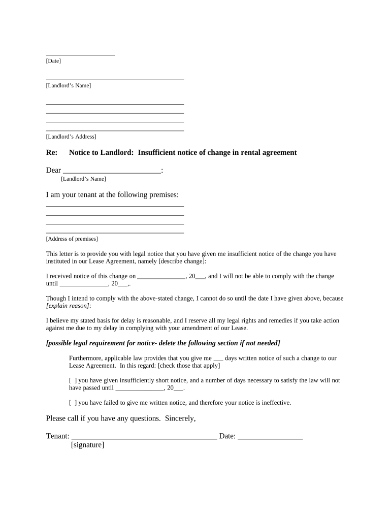 Letter Landlord Rental  Form