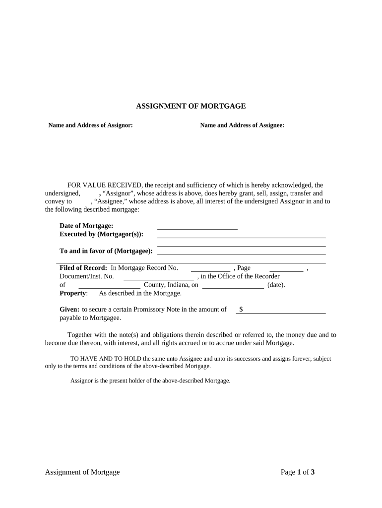 Assignment Mortgage Corporate  Form