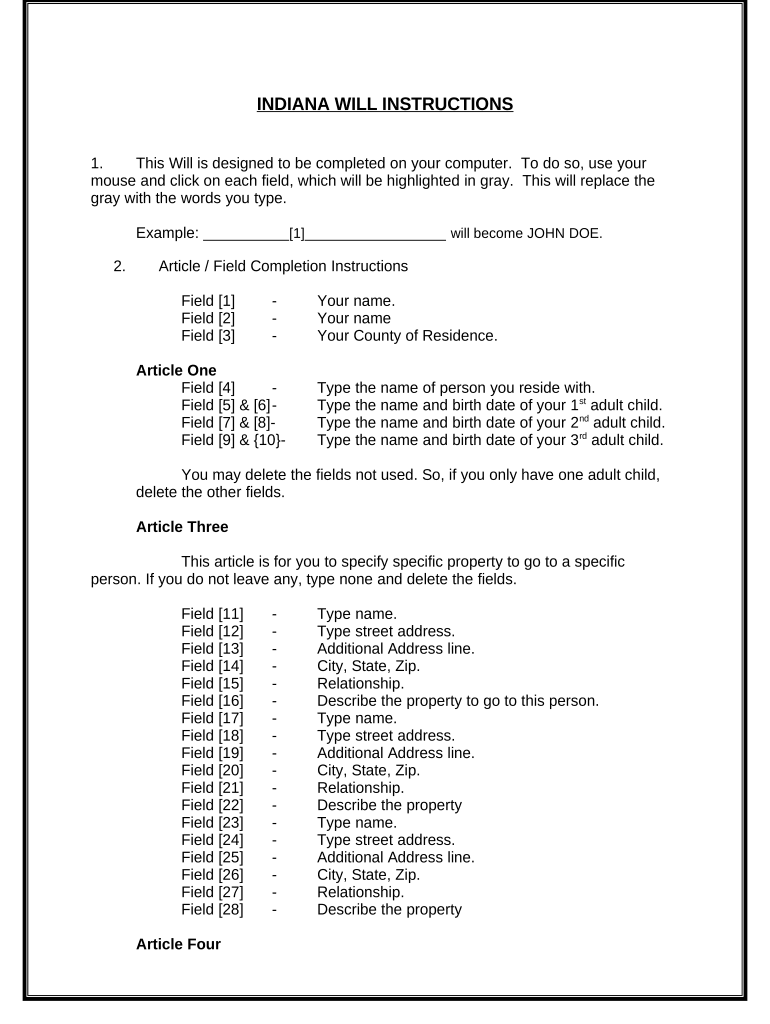 Mutual Wills Package of Last Wills and Testaments for Unmarried Persons Living Together with Adult Children Indiana  Form