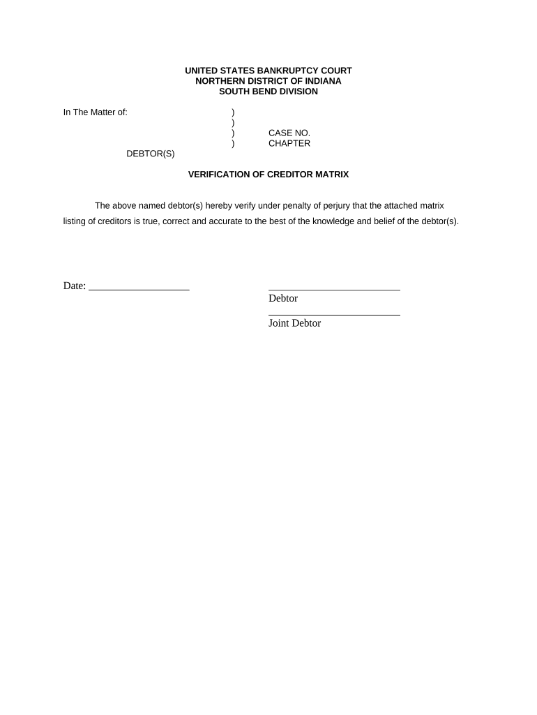 Verification of Matrix Indiana  Form