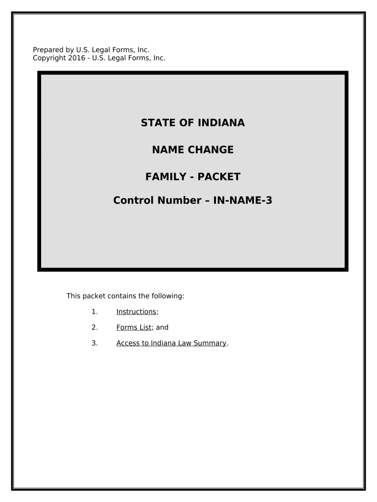 Name Change Instructions and Forms Package for a Family Indiana