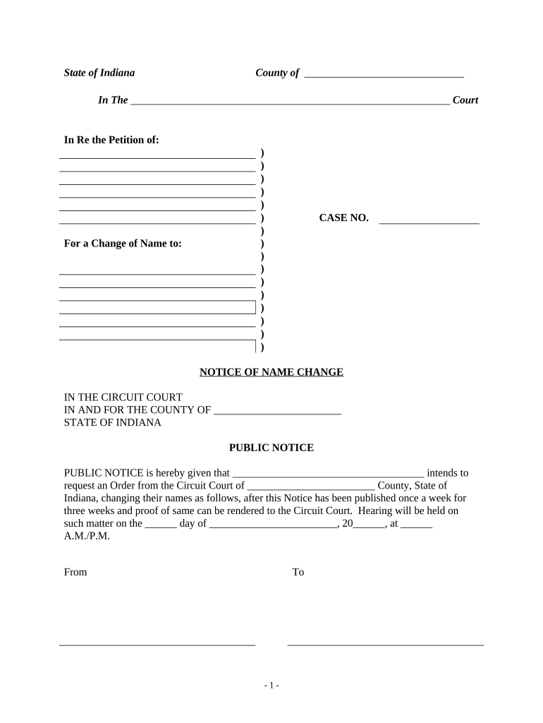 Indiana Name Change  Form