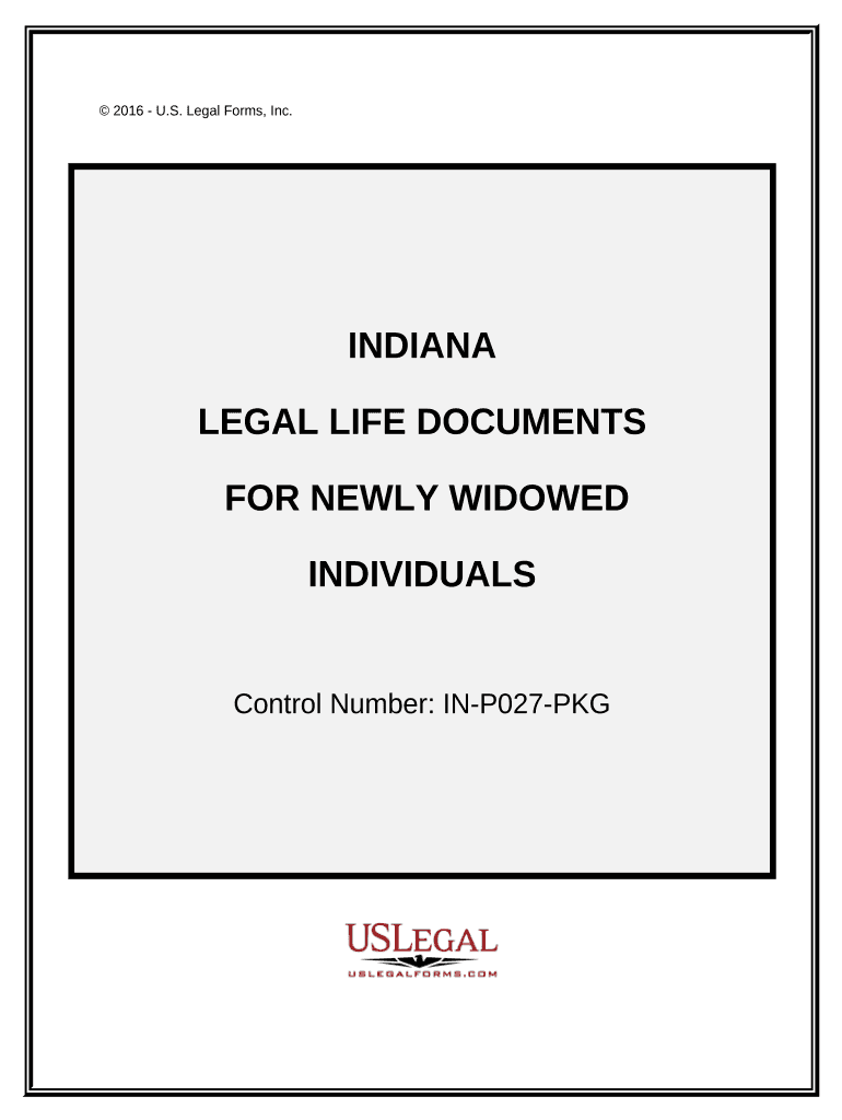 Newly Widowed Individuals Package Indiana  Form