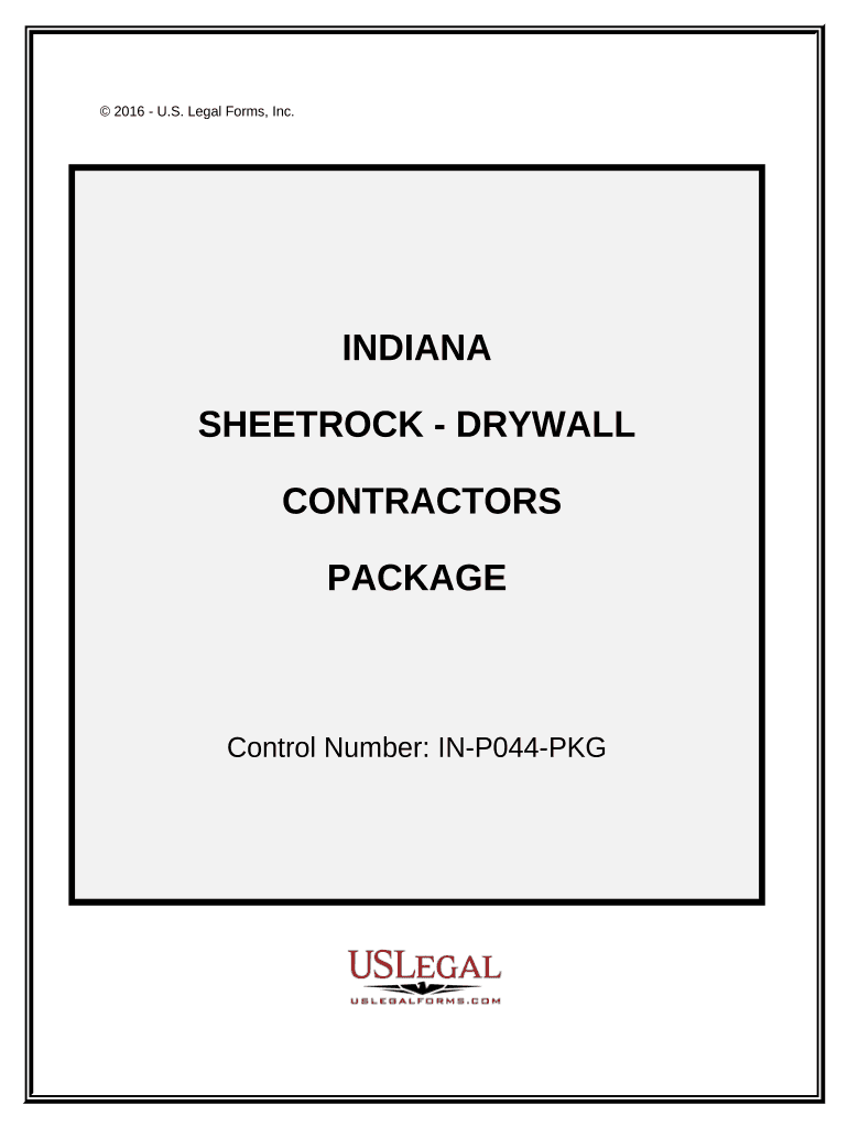 Sheetrock Drywall Contractor Package Indiana  Form