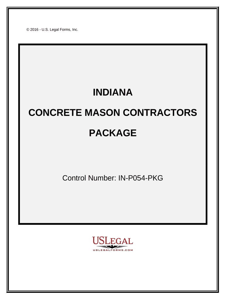 Concrete Mason Contractor Package Indiana  Form