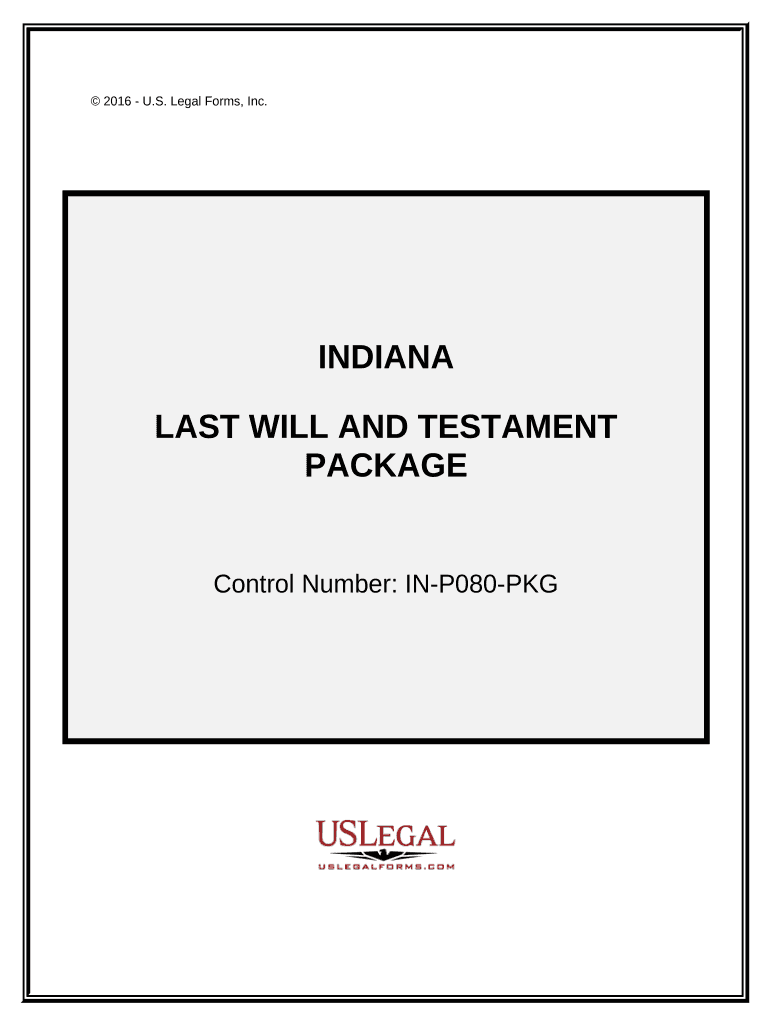 Last Will and Testament Package Indiana  Form
