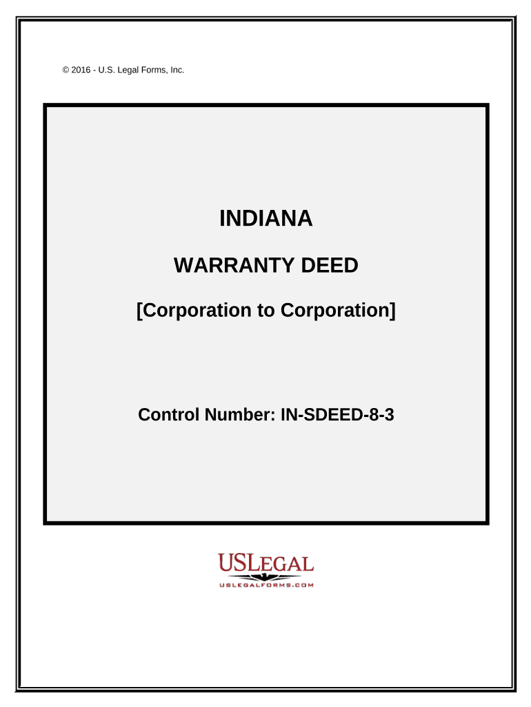 Warranty Deed for Corporation to Corporation Indiana  Form