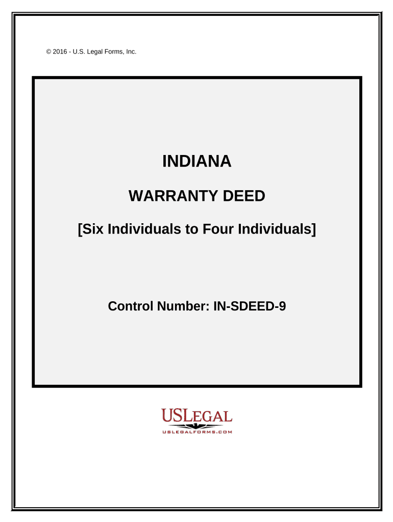 Warranty Deed Six Individuals to Four Individuals Indiana  Form
