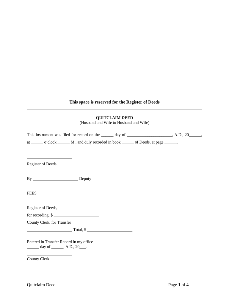 Quitclaim Deed from Husband and Wife to Husband and Wife Kansas  Form