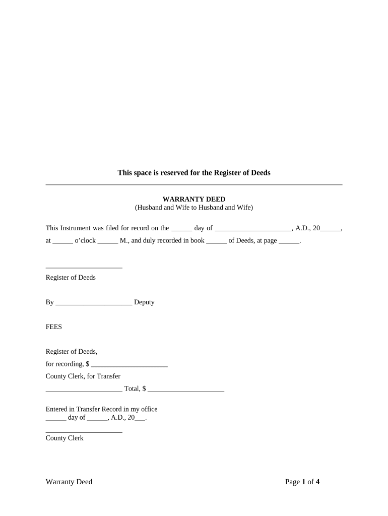 Warranty Deed from Husband and Wife to Husband and Wife Kansas  Form