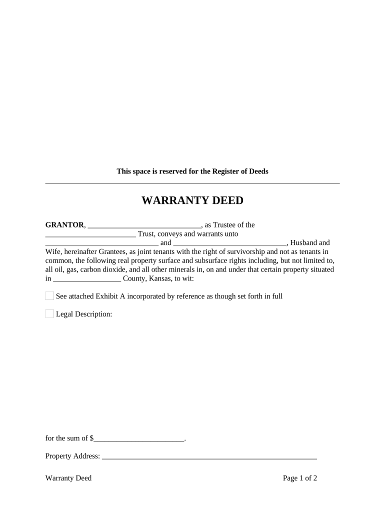 Kansas Warranty Deed  Form