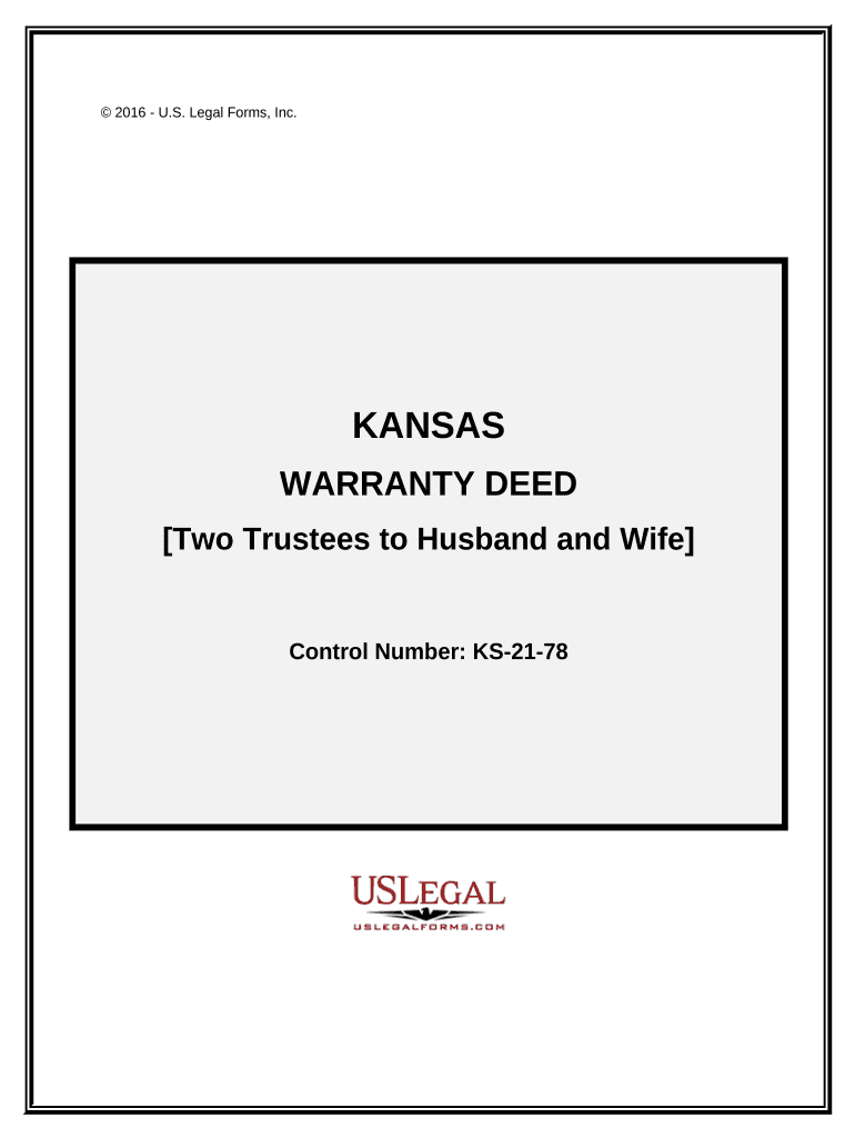 Warranty Deed from Two Trustees to Husband and Wife Kansas  Form