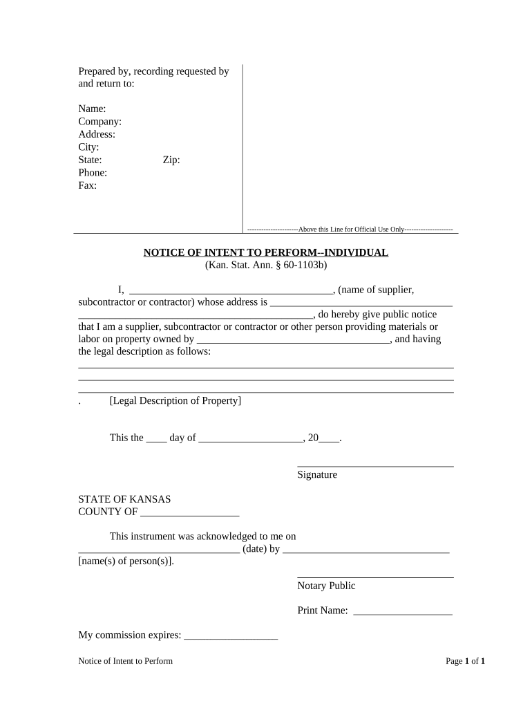 Kansas Notice Intent  Form