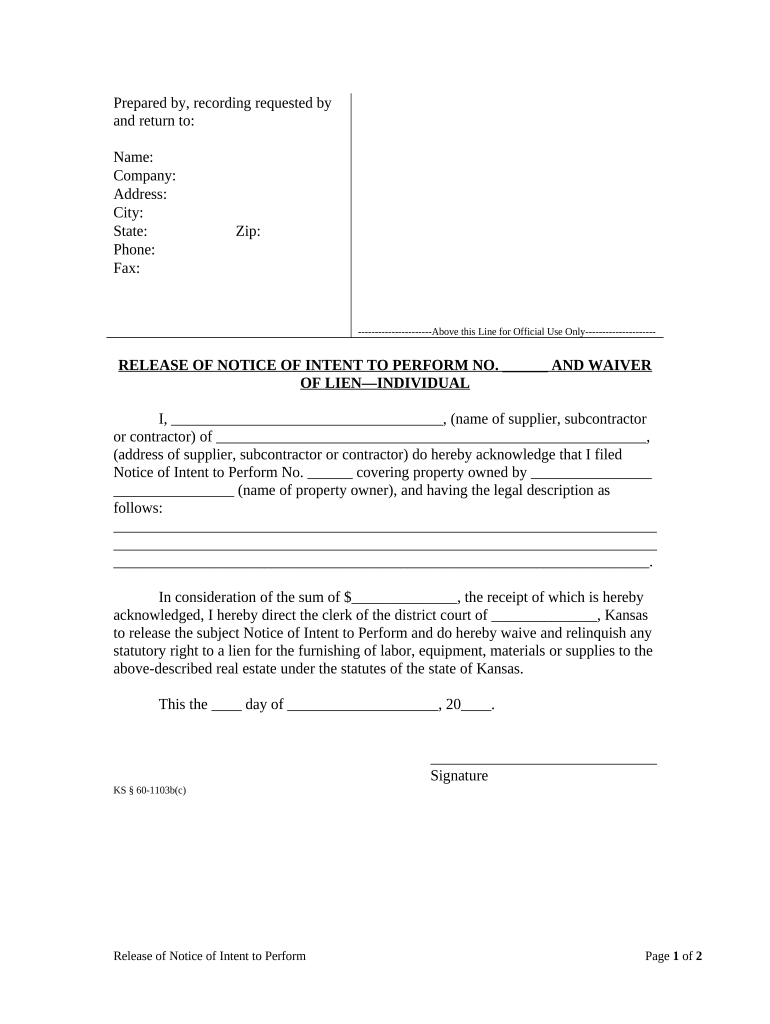 Kansas Waiver Form