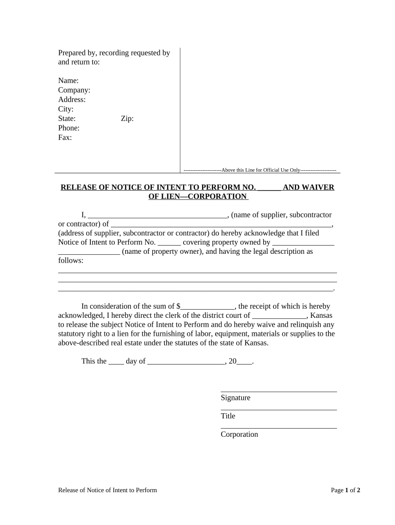 Kansas Notice Form