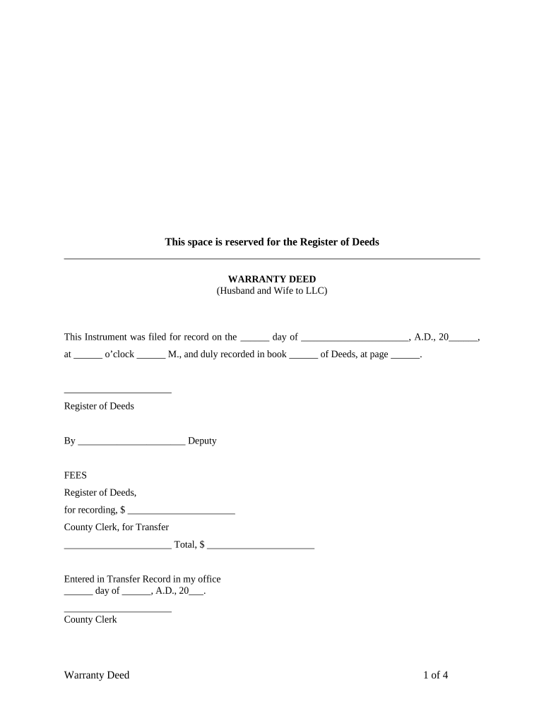 Warranty Deed from Husband and Wife to LLC Kansas  Form
