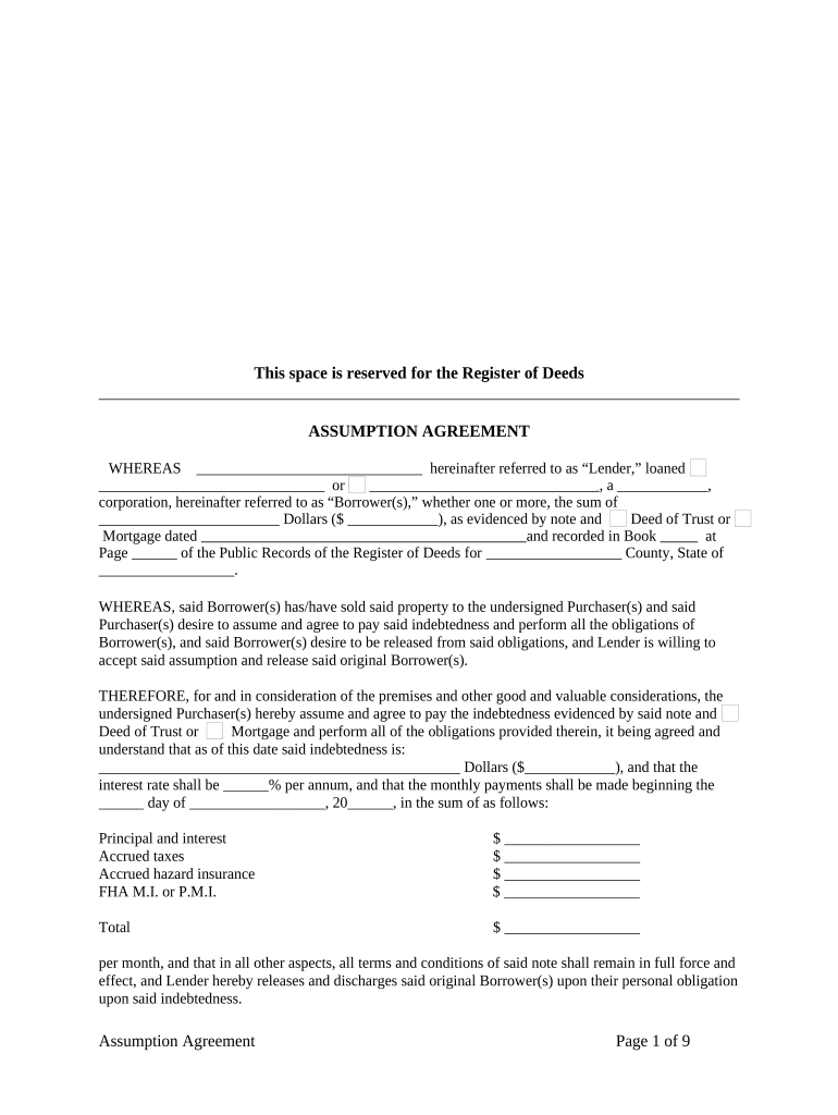 Assumption Agreement of Mortgage and Release of Original Mortgagors Kansas  Form