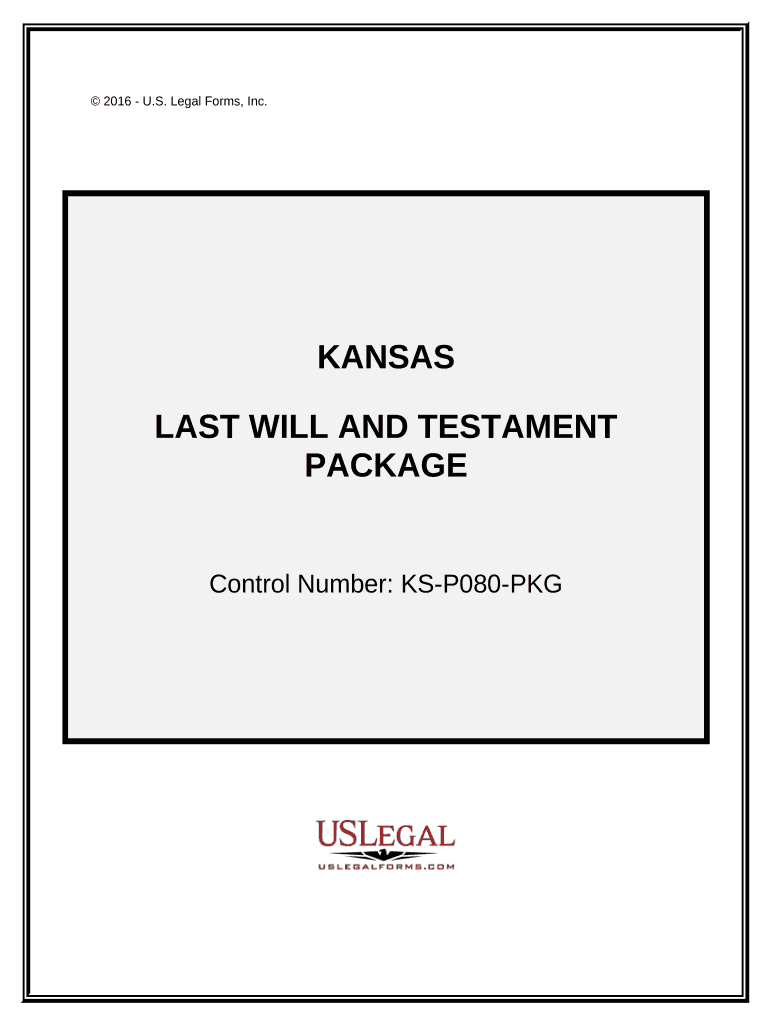 Last Will and Testament Package Kansas  Form