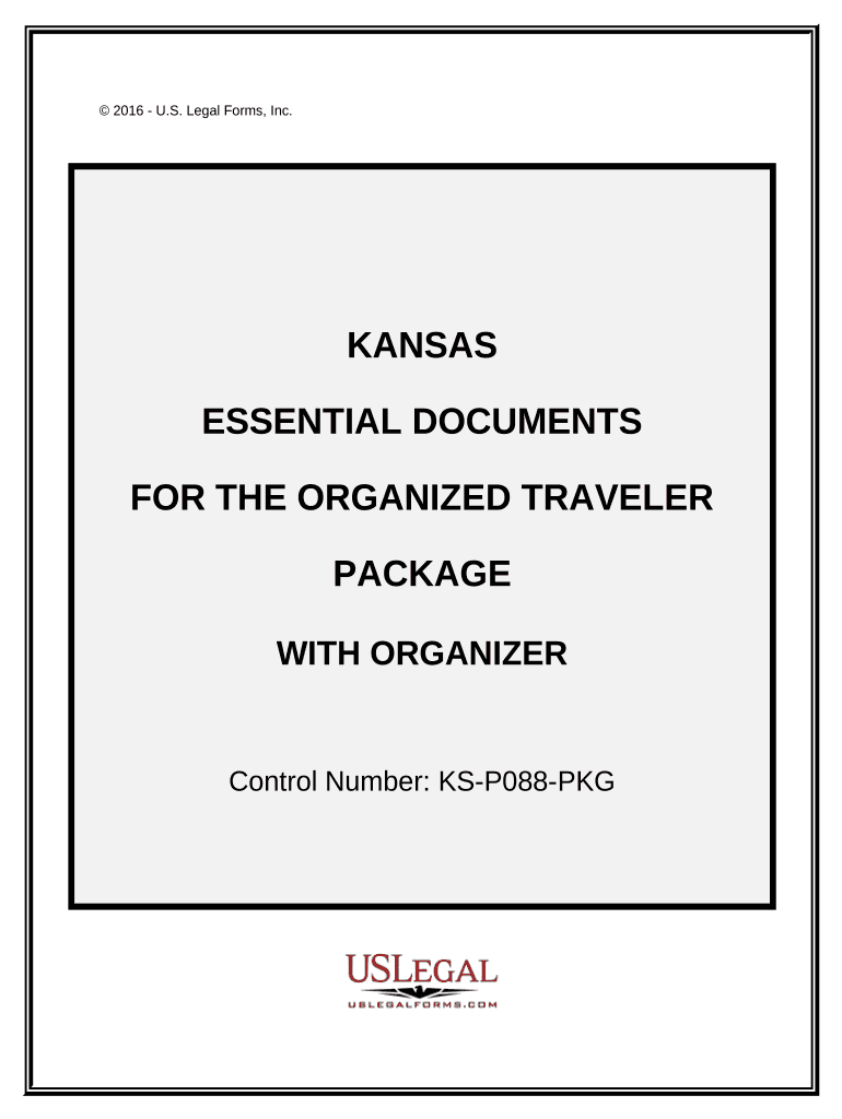 Essential Documents for the Organized Traveler Package with Personal Organizer Kansas  Form