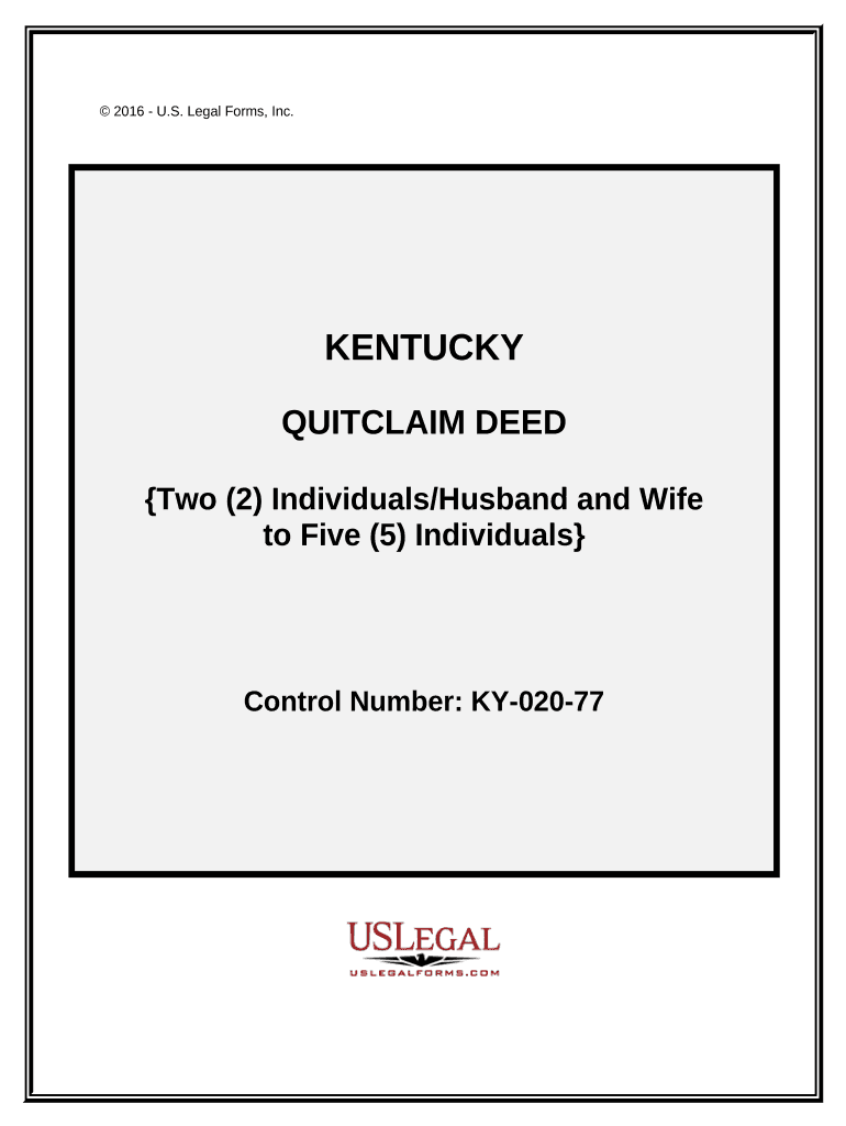 Quitclaim Deed Husband and Wife, or Two Individuals, to Five Individuals Kentucky  Form