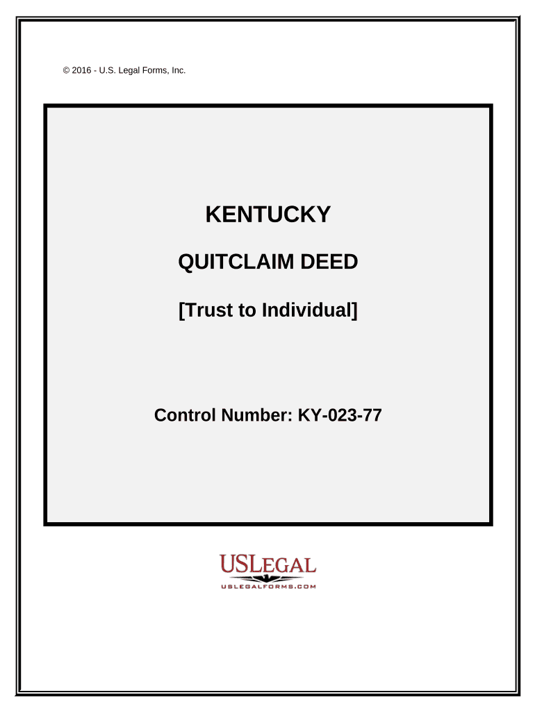 Quitclaim Deed from a Trust to an Individual Kentucky  Form