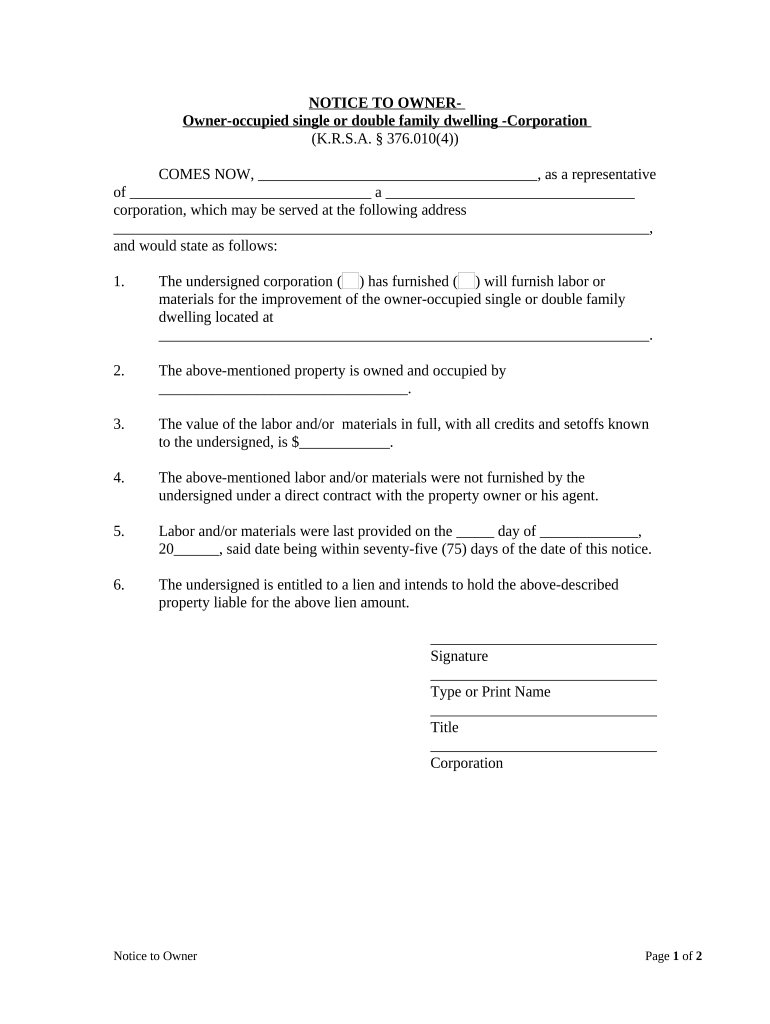 Single Family Dwelling  Form