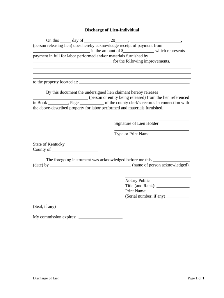 Kentucky Lien  Form