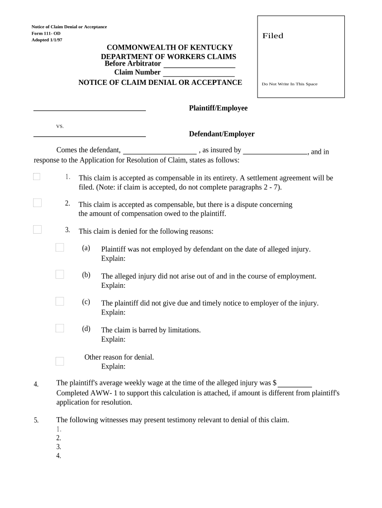 Claim Denial Form