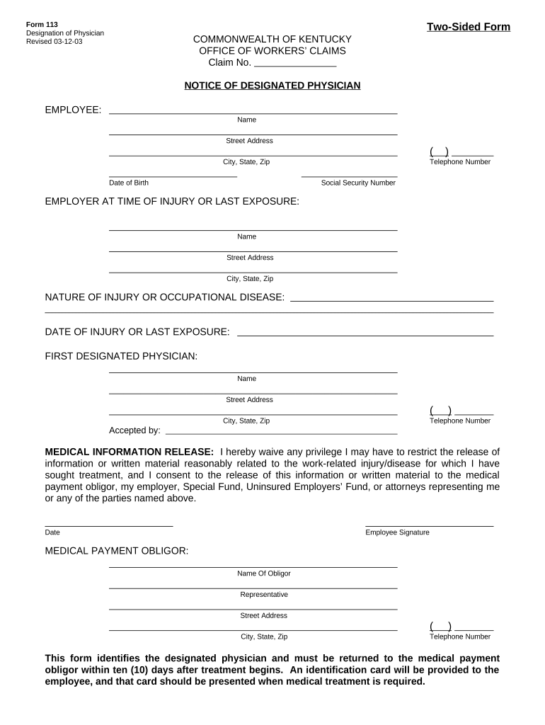 Designated Physician Form